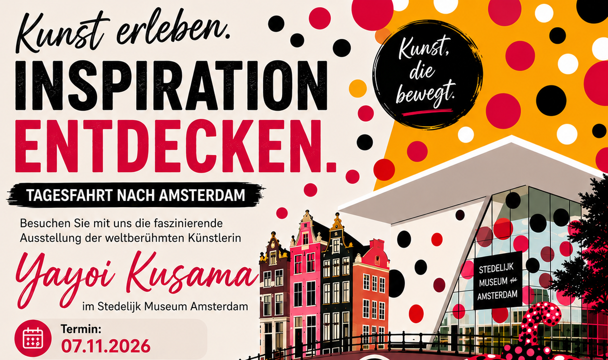 07.11.2026: Tagesfahrt nach Amsterdam zur Ausstellung der Künstlerin&nbsp;Yayoi Kusama